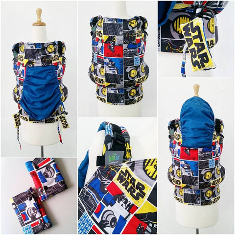 JumpSac Starwars Printed Twill Conversion Orbit Carrier (Toddler Size) with Attached, Elasticized Hood, Tuckable inside a Zippered Pocket, PFA, Dangling Charms and Drool Pads