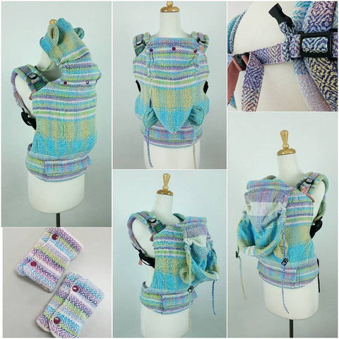 JumpSac Handwoven Wrap Conversion Orbit Baby Carrier with Hoodie Hood with ears, PFA and Drool Pads
