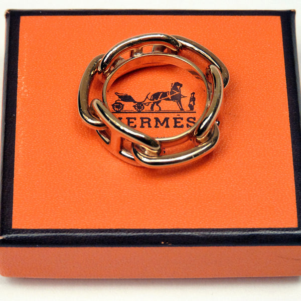 Hermes Scarf Ring Chaine D’Ancre Gold Tone with Box – Carre de Paris