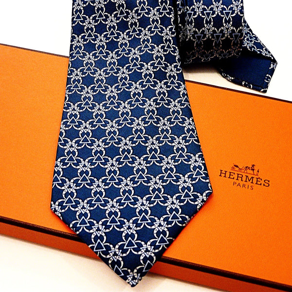 Authentic Pre-owned Hermes Silk Tie 7515 IA Blues | Carre de Paris