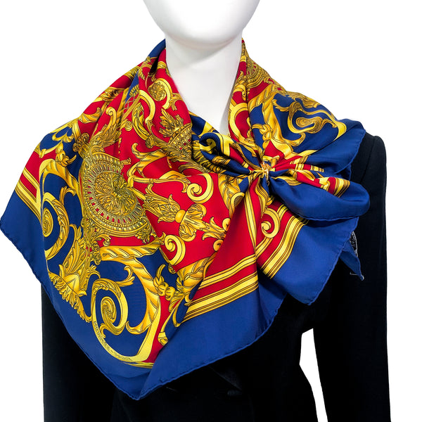 hermes scarf blue and gold