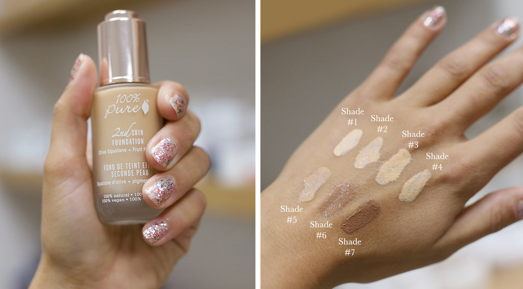 100 pure 2nd skin foundation swatches