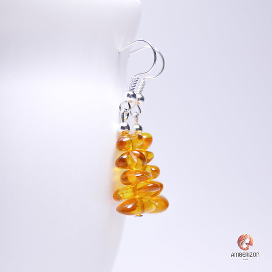 Baltic amber chip earrings - Smooth translucent beads