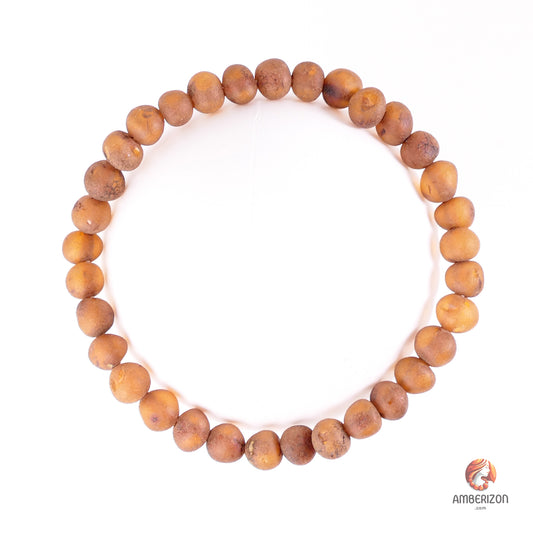 Unpolished raw amber bracelet - Premium orange baroque beads