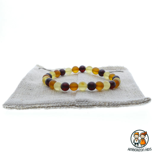 ⌀6mm - Premium round amber baby bracelet - Multicolored raw amber balls