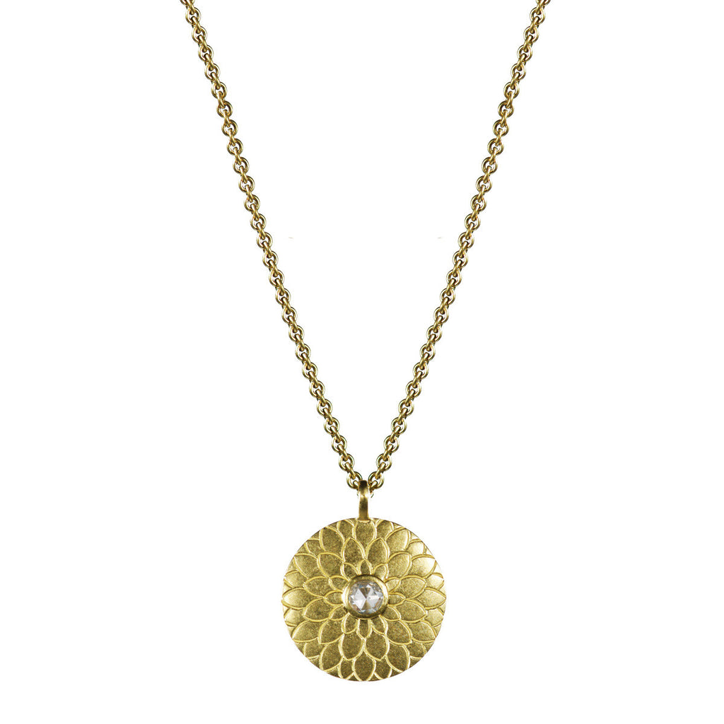 18K Gold Small Lotus Mandala Amulet with Diamond â€“ MeRo