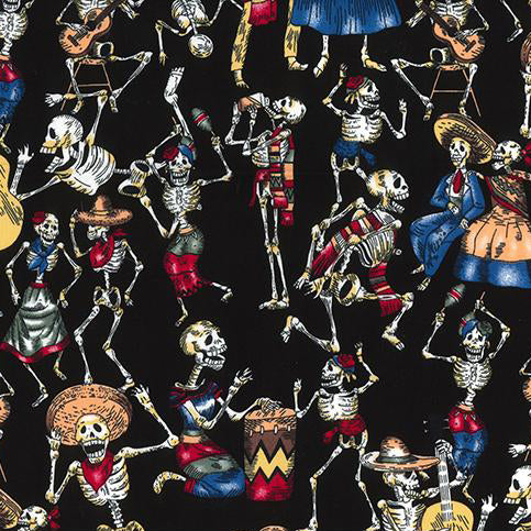 Cotton poplin with Mexican skeletons