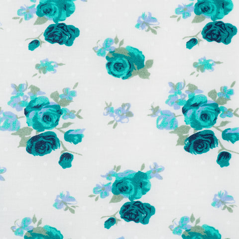 Pick N Mix: Ivory with Green Roses - Hot Pink Haberdashery