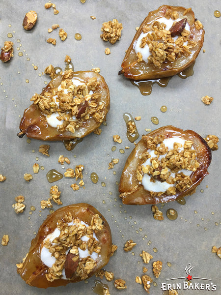 Baked Pears with Yogurt and Granola Topping