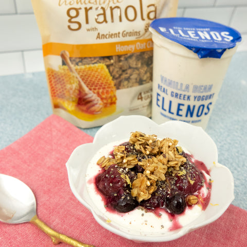 berry compote on yogurt with granola
