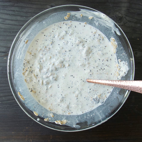oats and chia seeds mixed with yogurt