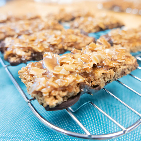 caramel coconut layer setting for Samoa