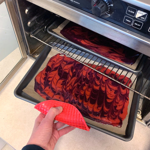 fruit leather coming out of oven