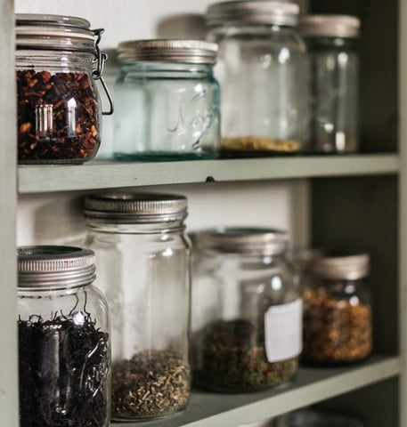 organized spices in pantry