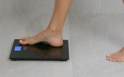 Right foot stepping in digital bathroom scale