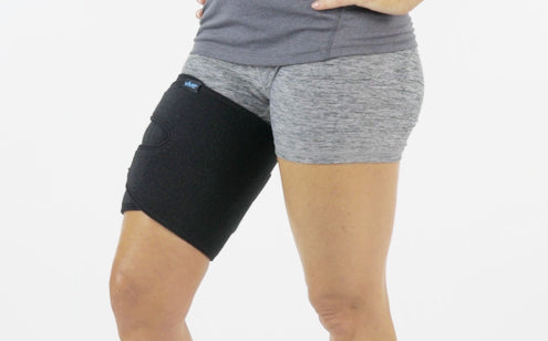 Right leg wearing thigh support