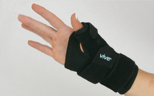 Hand wearing breathable thumb splint