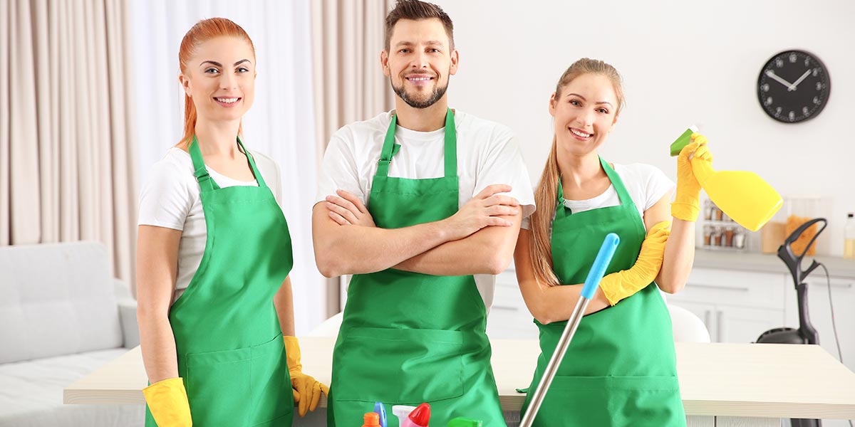 Man with two women read for home cleaning service