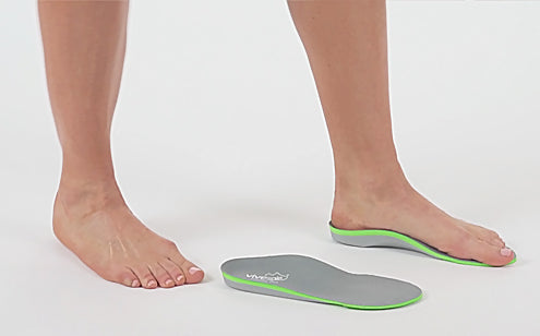 Left foot stepping in the insoles