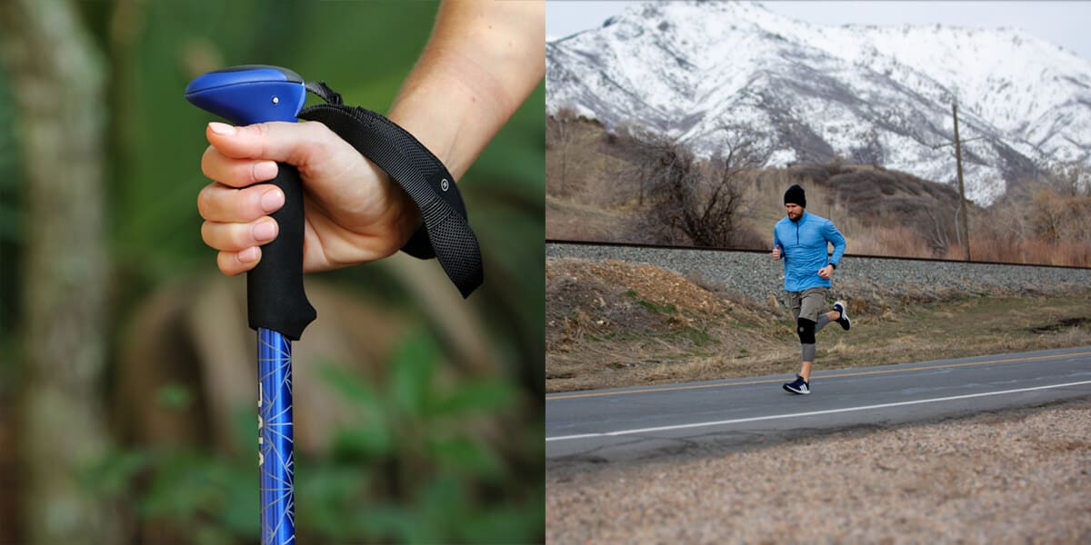 Man running & Trekking pole