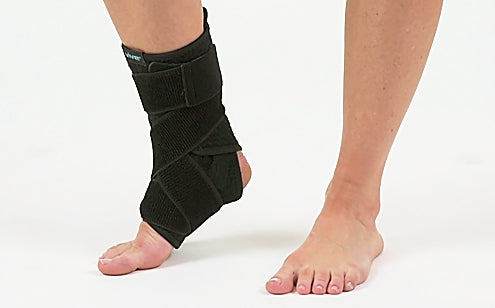 Right leg wearing ankle brace support