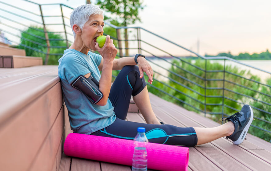 woman eating healthy snack