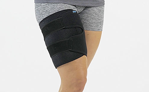 Right leg wearing thigh support
