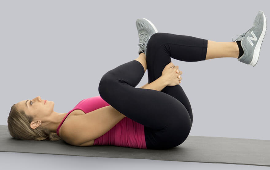 woman hip stretching