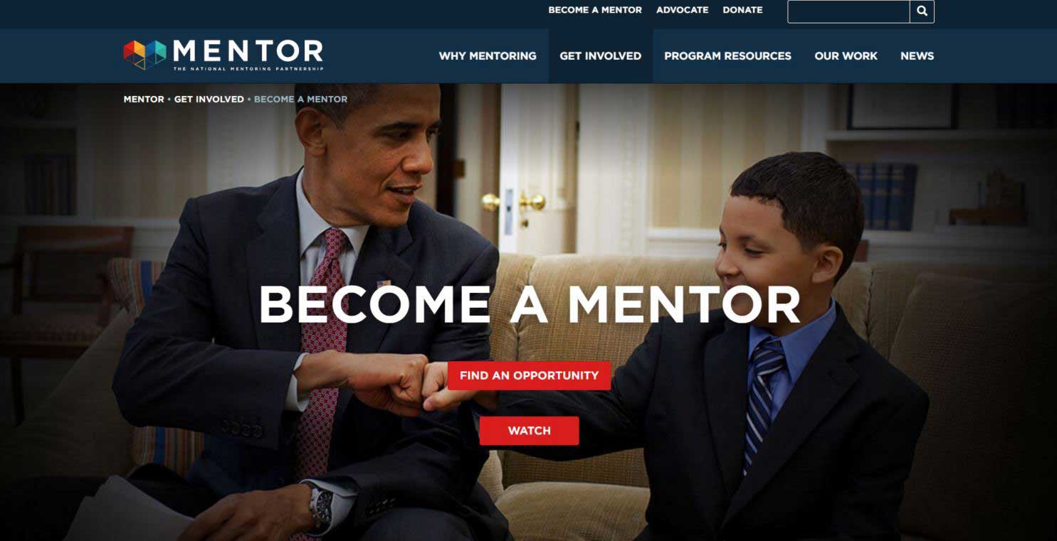 president obama and child on home page of mentor.com