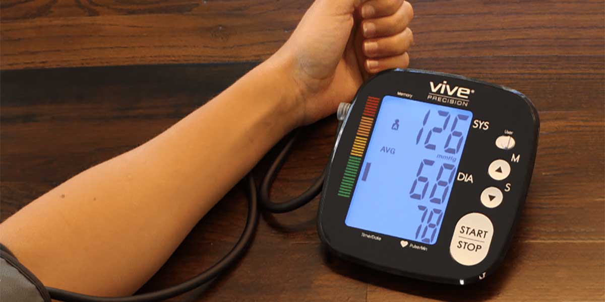 taking blood pressure reading