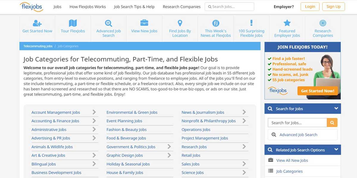 flex jobs homepage