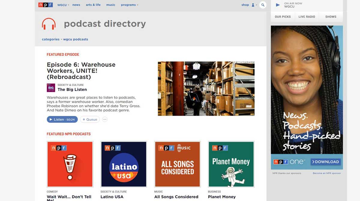 npr podcast directory page
