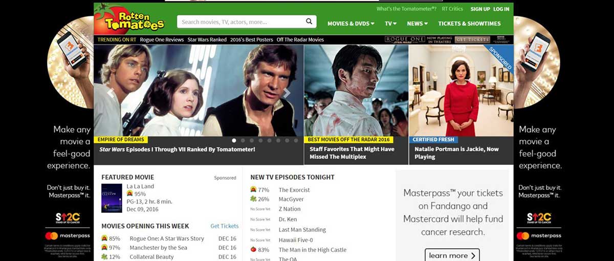 rotten tomatoes homepage