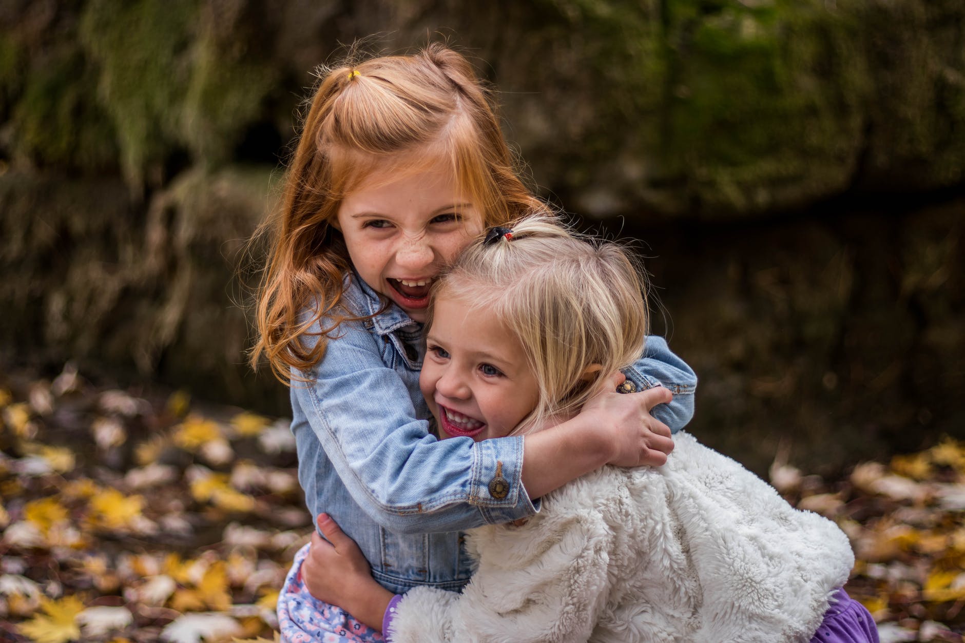 Cute kids hugging while on a trip