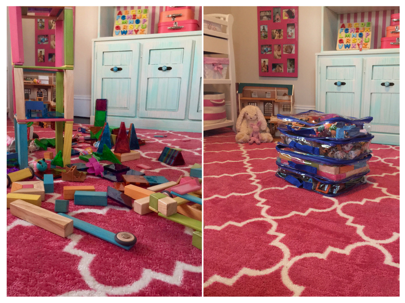 How to use packing cubes as toy room organizers
