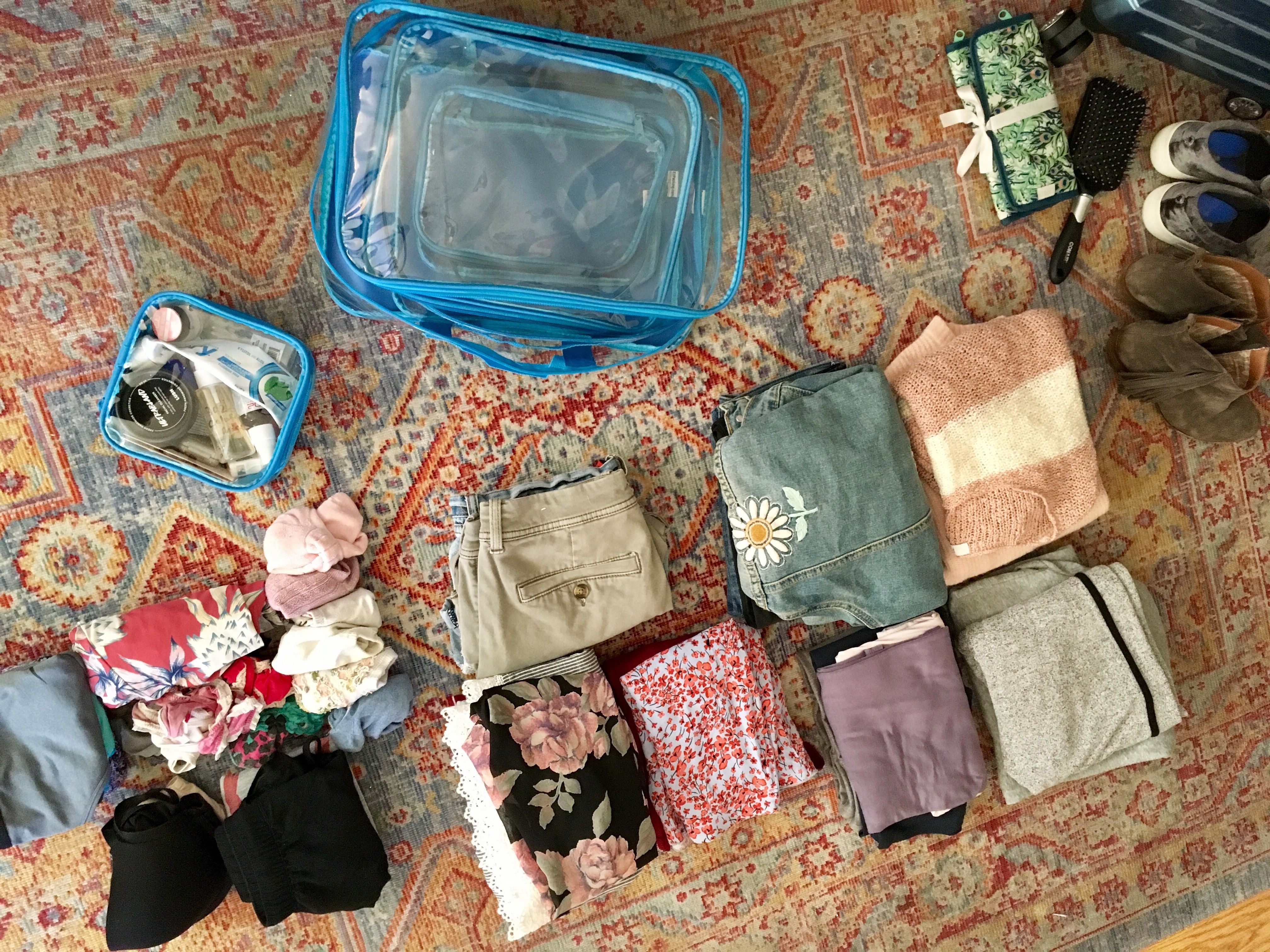 Rolling and folding clothes for travel packing tip