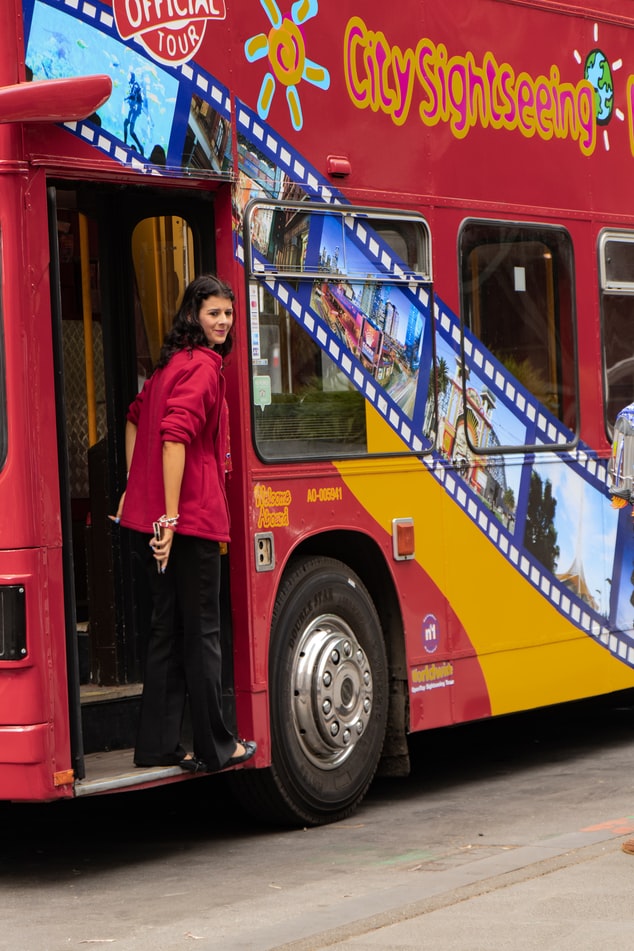 Tour guide on bus