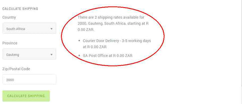 Shipping Cost Puff.co.za