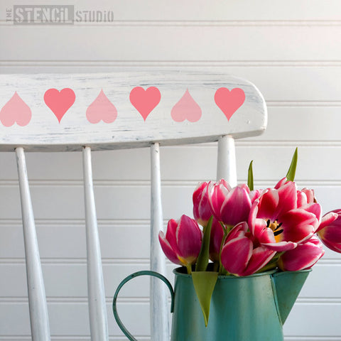 Hearts Border Stencil from The Stencil Studio - Stencil Size XS