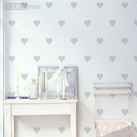 Hearts Content Wall Stencil From The Stencil Studio - Stencil Size XL