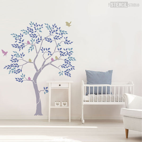 Nursery Tree stencil pack from The Stencil Studio - leaves and bird stencils are included