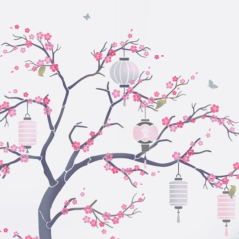Nursery tree stencils - Oriental Cherry Blossom Stencil Pack