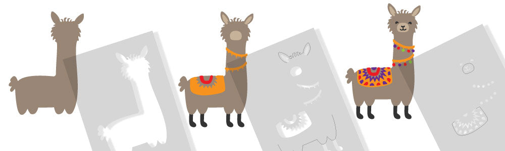 Llama multi layered stencils instruction picture