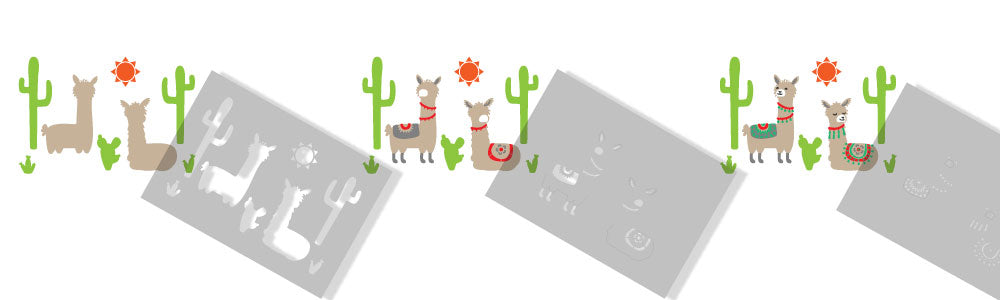 Llamas and Cactus Border stencil painting instructions