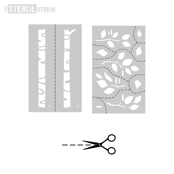 Cut along the fine etched marks on the stencil sheets with a pair of scissors