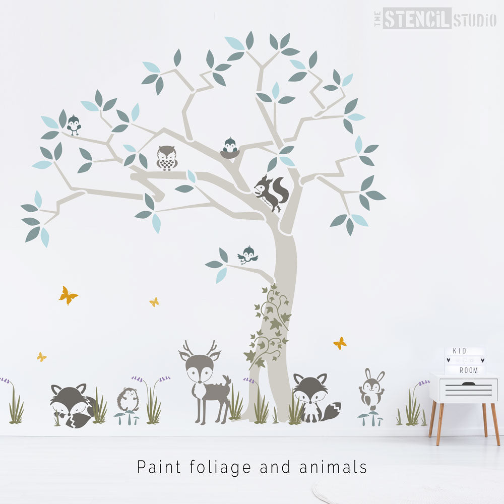 Adding woodland animals to the tree and surrounding areas