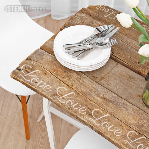 Love Text Furniture Stencil for your upcycling projects from The Stencil Studio - Stencil Size XS