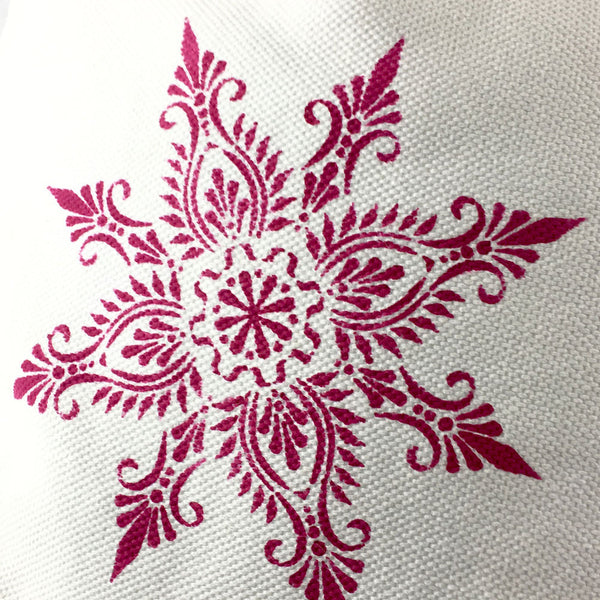 The finished stencilling. We used fabric paints, a stencil brush and The Stencil Studio Indian Star stencil - Size M