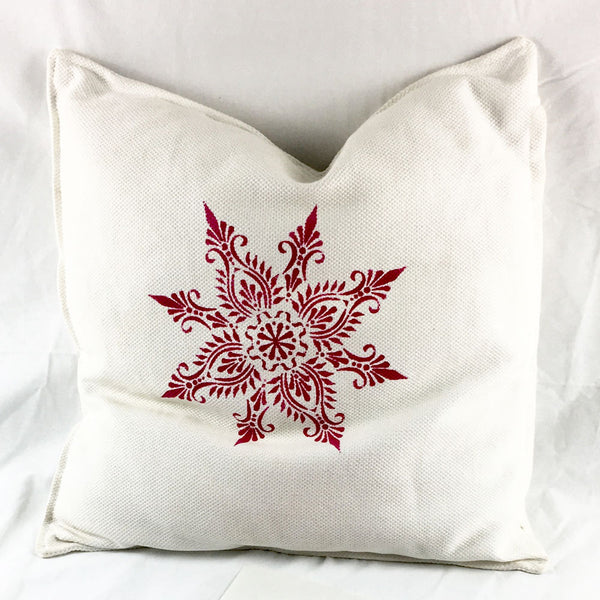 The dinished cushion cover with The Stencil Studio Indian Star stencil - Size M