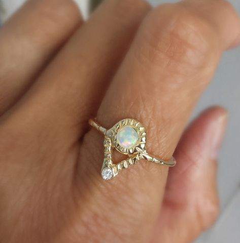 Journey Ring with Opal and Diamonds